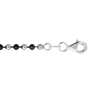 Bracelet en argent chaîne boules alternées noires et grises – longueur 18cm