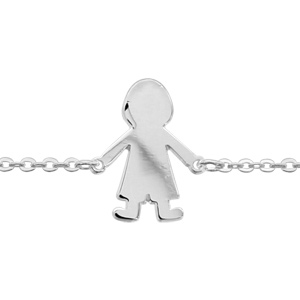 bracelet en argent chaîne avec petit garçon au milieu - longueur 16 cm + 3cm de rallonge