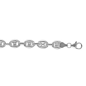 Bracelet en argent chaîne maille grains de café largeur 9mm et longueur 21cm