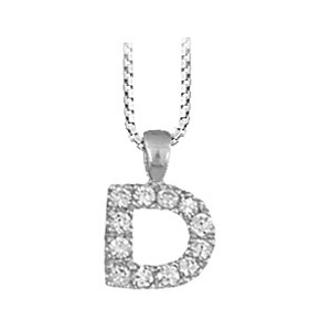 Collier en argent rhodié chaîne avec pendentif initiale D ornée d’oxydes blancs – longueur 45cm