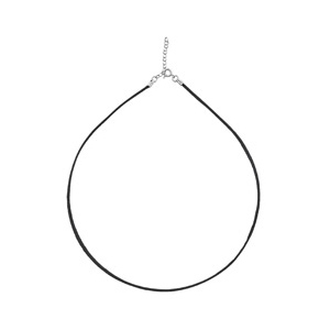 Cordon en coton noir lisse et fermoir en argent rhodié – longueur 40cm + 5cm de rallonge