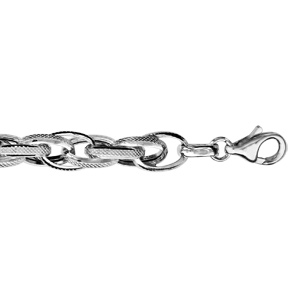 Bracelet argent rhodié mailles entremelées diamantées - longueur 19cm