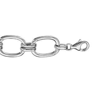 Bracelet argent rhodié maillons ovales – longueur 20cm