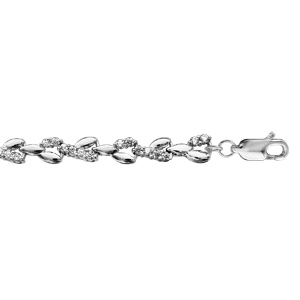 Bracelet argent rhodié massif oxydes blancs sertis – longueur 16+3cm