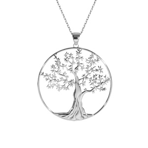 Collier argent massif arbre de vie 44+5cm