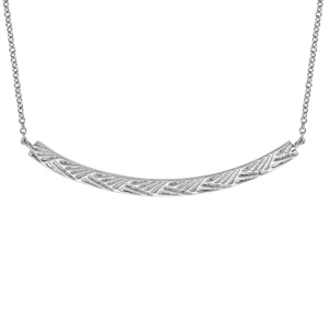 Collier en argent rhodié chaîne avec pendentif motif plume 40+4cm