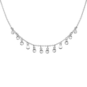 Collier en argent rhodié chaîne ras du cou avec pampilles lisses longueur 40+4cm