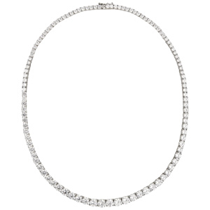 Collier en argent rhodié riviere articulee ornée d'oxydes blancs sertis en chute longueur 42cm