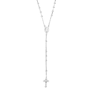 Chapelet en argent rhodié croix longueur 55cm sans fermoir