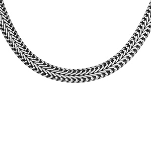 Collier en argent patinée grosse maille longueur 50cm