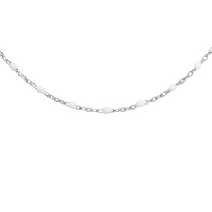 Collier en argent rhodié avec perles blanches 40+5cm