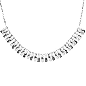 Collier en argent rhodié avec pampilles ovales lisses 42+3cm