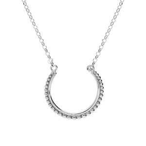 Collier en argent rhodié chaîne avec demi cercle motif boules lisses 43cm
