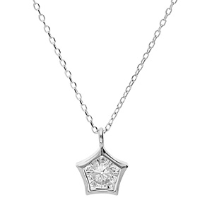 Collier en argent rhodié chaîne avec pendentif étoile oxyde blanc serti 40+5cm