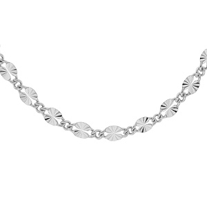 Collier en argent rhodié petite pastilles serrées diamantées 38+4cm