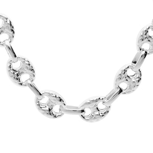 Collier en argent maille grain de café martelé 45cm