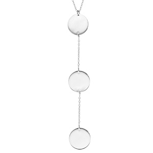Collier en argent rhodié chaîne forme Y avec 3 médailles prénom à graver rondes 42+3cm