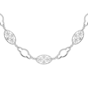 Collier en argent rhodié maille filigrane ovale 40+5cm