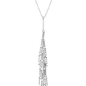 Collier en argent rhodié forme Y pendentif multi fils 42+3cm