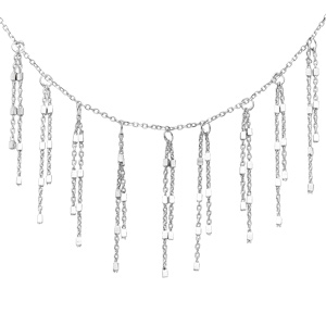 Collier en argent rhodié avec franges petites chaînettes 42+3cm