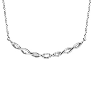 Collier en argent rhodié avec barre torsadée 40+4cm