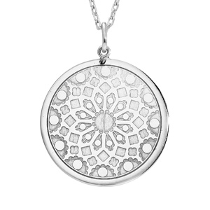 Collier en argent rhodié chaîne avec pendentif rosace de Chartres 40+5cm