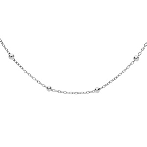 Chaîne en argent rhodié maille fantaisie avec fines boules 38cm