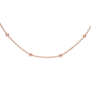 Chaîne en argent et dorure rose maille fantaisie avec fines boules 38cm