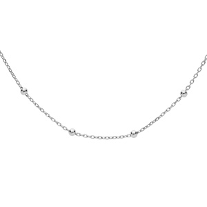 Chaîne en argent rhodié maille fantaisie avec fines boules 45cm