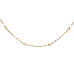 Chaîne en argent et dorure jaune maille fantaisie avec fines boules 45cm