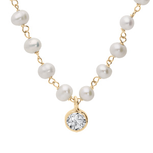 Collier en argent et dorure jaune Perles de Culture d'eau douce et oxyde serti clos 42cm