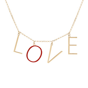 Collier en argent et dorure jaune chaîne avec lettres Love 42+3cm