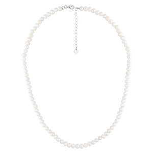 Collier en argent rhodié rang de perles d'eau douce 5mm irréguliéres 41+4cm