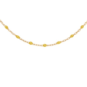 Collier en argent et dorure jaune chaîne avec olives couleur jaune tansparent 40+5cm