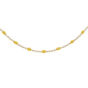 collier sautoir en argent et dorure jaune chaîne avec olives couleur jaune tansparent jaune transparent 60+10cm