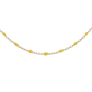 Collier Sautoir en argent et dorure jaune chaîne avec olives couleur jaune tansparent jaune transpar