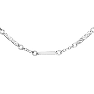 Collier en argent rhodié plaquettes rectangulaires diamantées 40+5cm