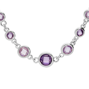 Collier en argent rhodié massif tuuti frutti avec oxydes ronds violets 40+5cm