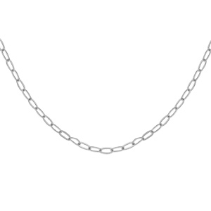 Chaîne en argent rhodié maille rectangulaire largeur 1,8mm longueur 45cm