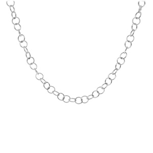 Chaîne en argent rhodié maille jaseron longueur 45cm réglable
