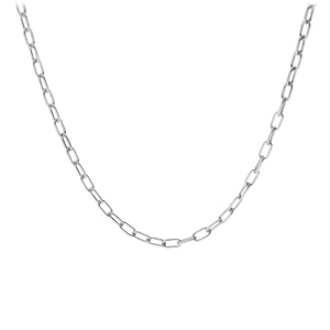 Chaîne en argent rhodié maille rectangulaire longueur 40+5cm