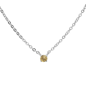 Collier en argent rhodié chaîne avec pendentif pierre véritable Citrine 3mm 38+5cm