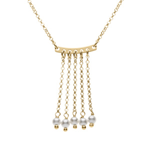 Collier argent doré 5 chaînettes avec perles blanches réglable 42 à 45cm