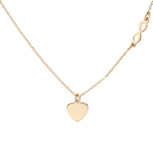 Collier en argent rhodié et dorure jaune chaîne avec pendentif coeur et symbole infini 40+5cm