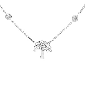 Collier en argent rhodié arbre de vie et oxydes blancs sertis 40+5cm