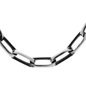 Collier en argent patiné maille rectangulaire longueur 55cm