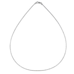 Collier en argent rhodié maille oméga diamantée – largeur 1mm et longueur 42cm
