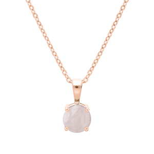 Collier en argent rose chaîne avec pendentif pierre véritable Quartz rose 6.5mm 42+3cm