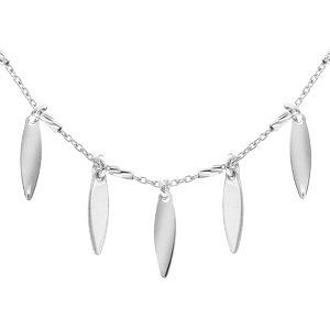 Collier en argent rhodié avec pampilles ovales lisses 38+5cm