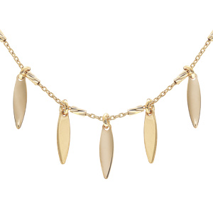 Collier en argent rhodié et dorure jaune avec pampilles ovales lisses 38+5cm